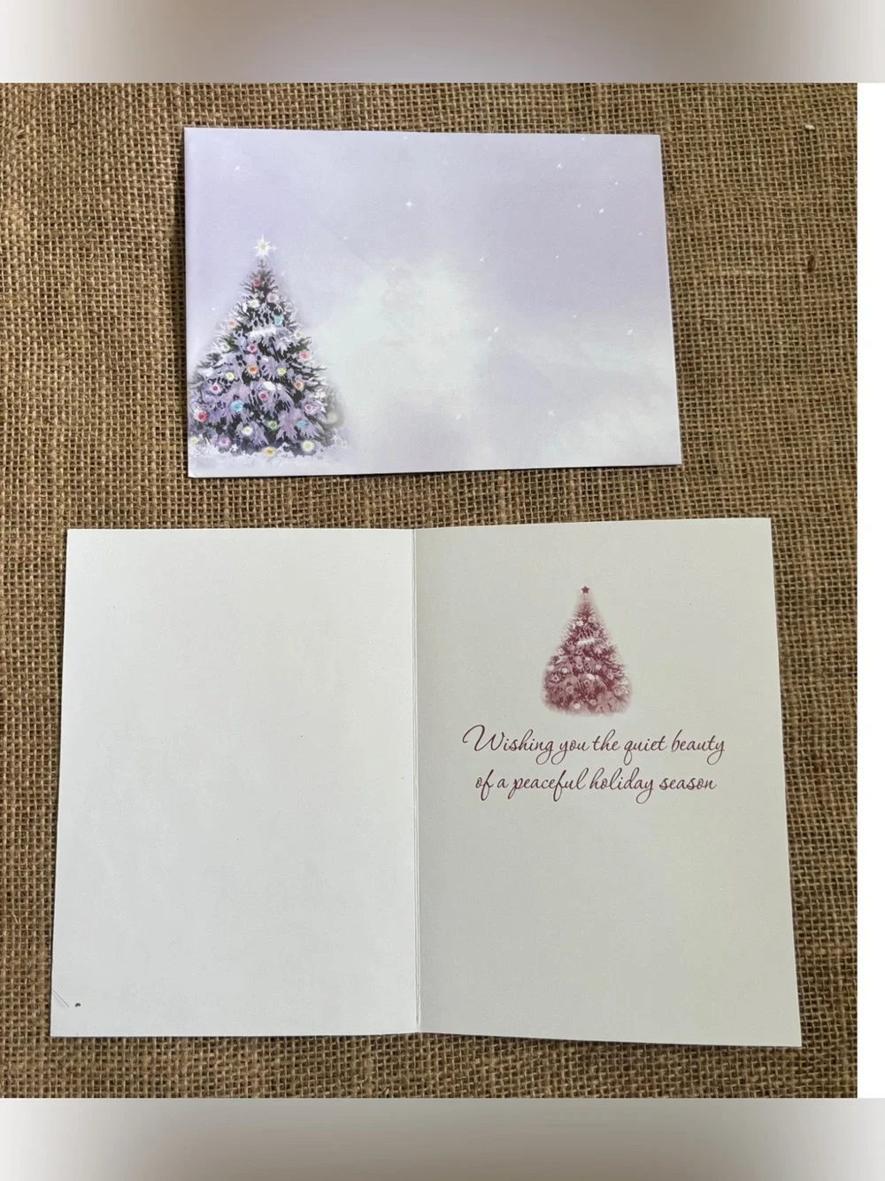 Sparkled Winter Snow Christmas Tree Holiday Card Glitter Pretty Framable